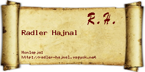 Radler Hajnal névjegykártya